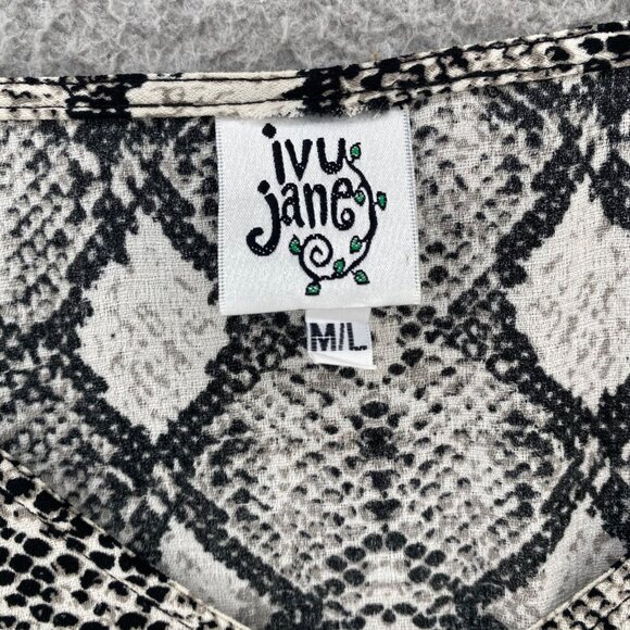 Ivy Jane Top Womens Medium Large Gray Snakeskin Print Dolman 3/4 Sleeve Blouse - Picture 5 of 9